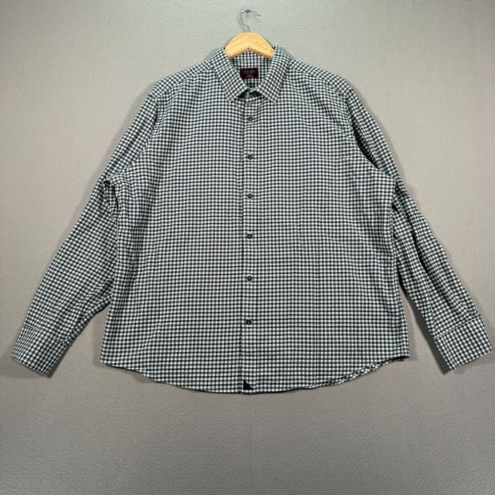 Untuckit Flannel Shirt Mens 2XL XXL Black White Plaid Stripes Soft Button Down‎